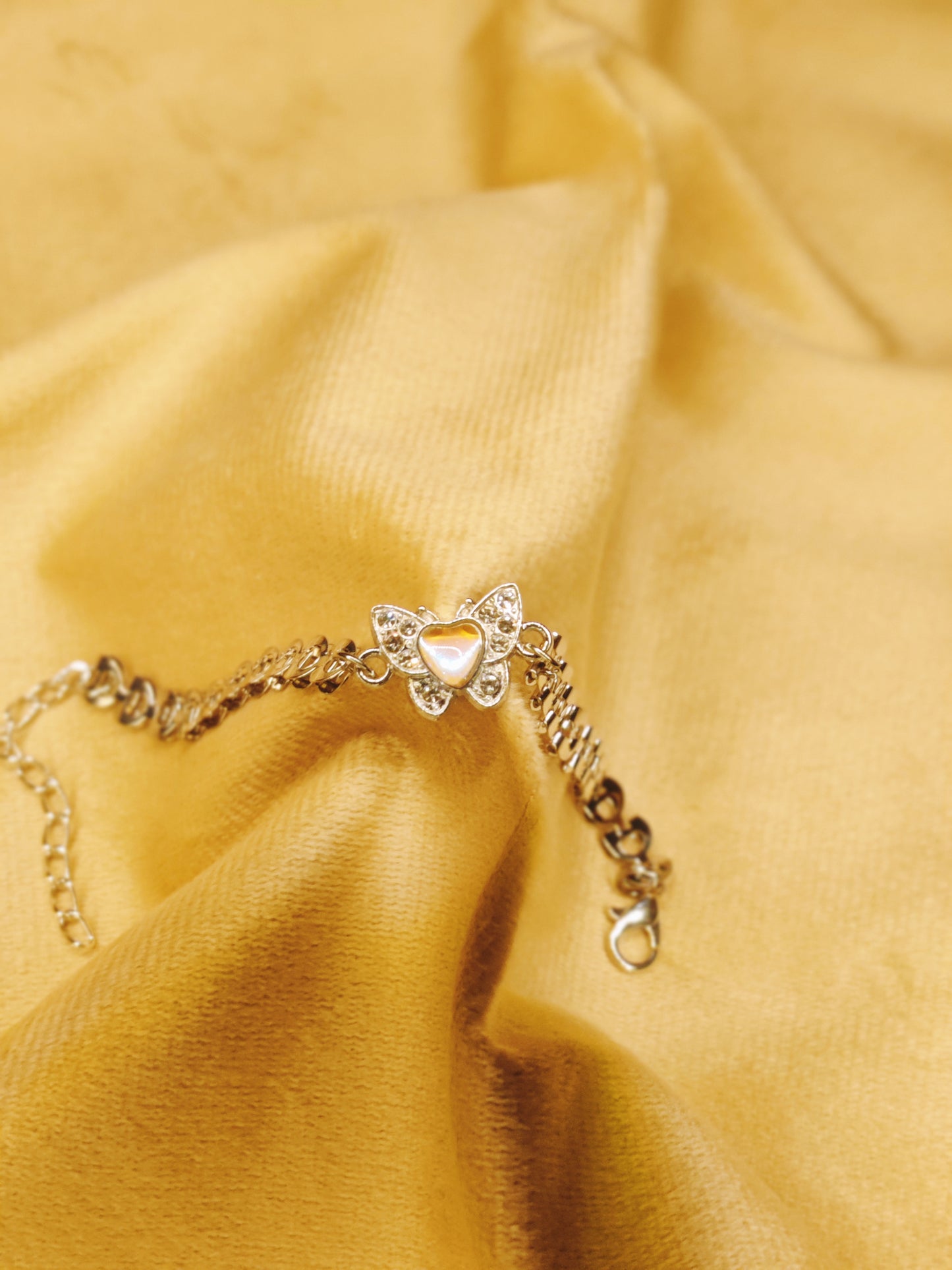 Butterfly Heart Charm Bracelet