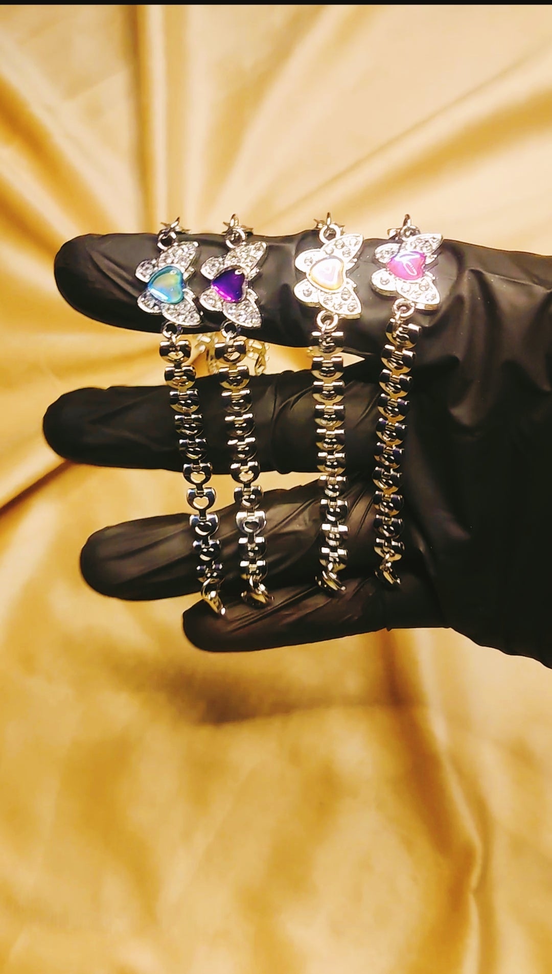 Butterfly Heart Charm Bracelet