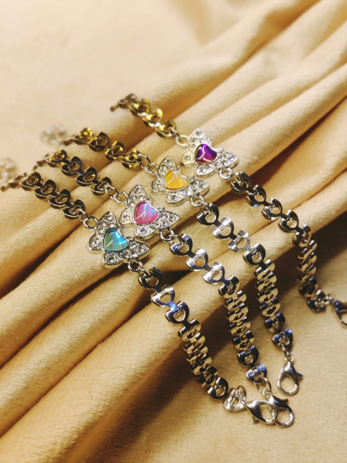 Butterfly Heart Charm Bracelet