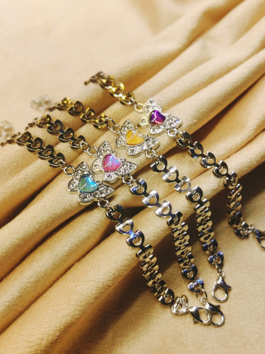 Butterfly Heart Charm Bracelet